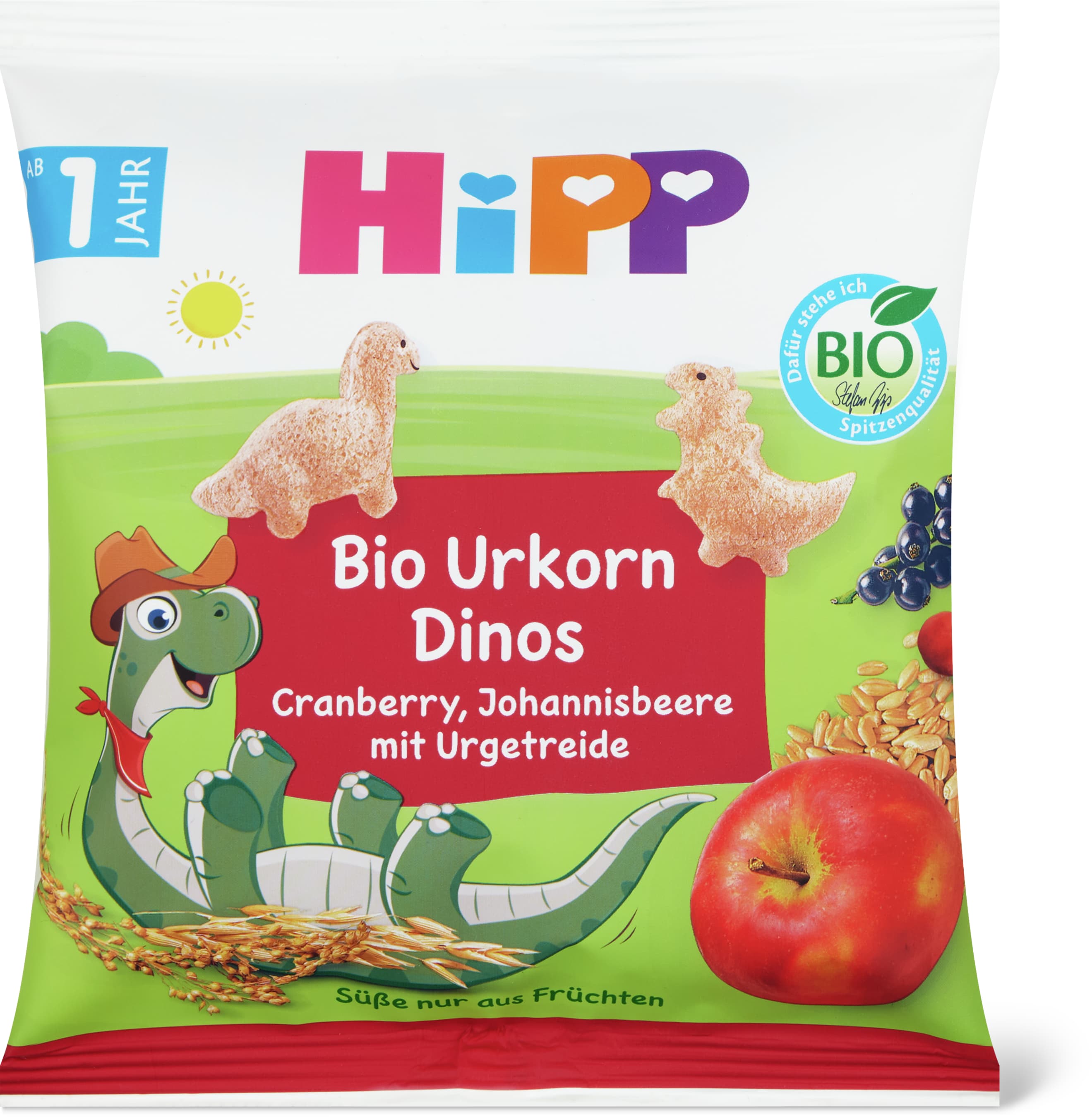 Hipp Urkorn Dinos Cranberry, Johannisbeere mit Urgetreide Bio, ab 1 Jahr, ohne Zuckerzusatz 30g